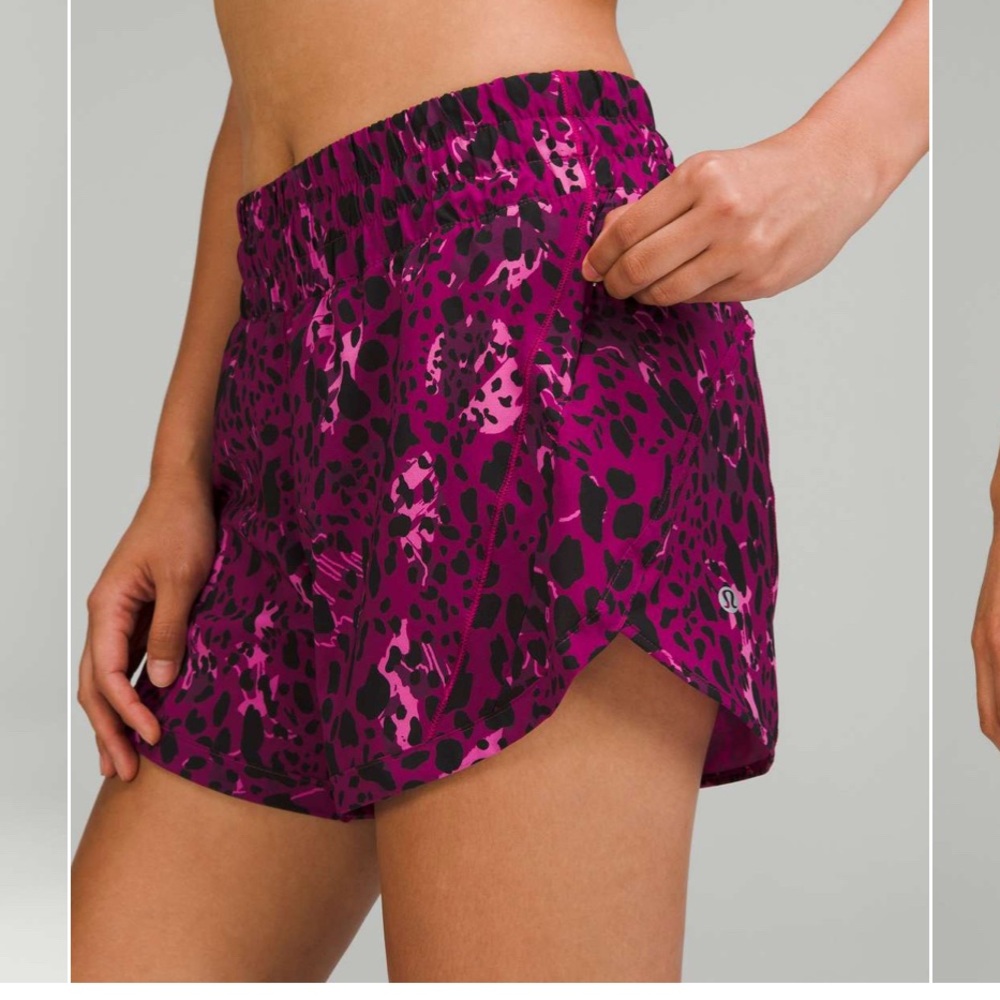 Lululemon Track That Short 5" Cheetah Camo Magenta Purple Multi size 4‎
